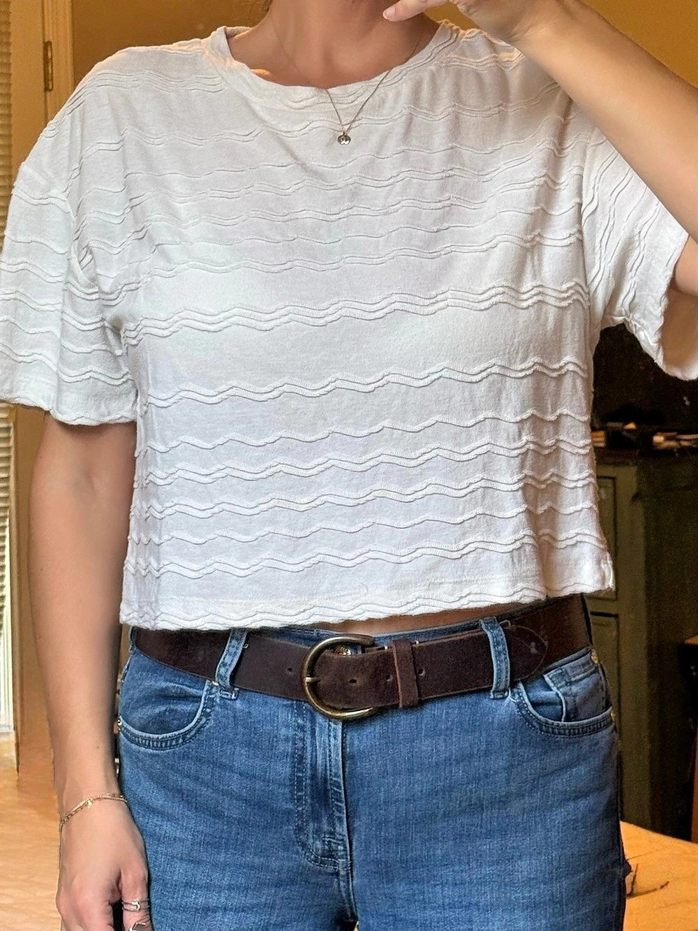 Madewell Texture & Thread Textured Short Sleeve Tee White Medium